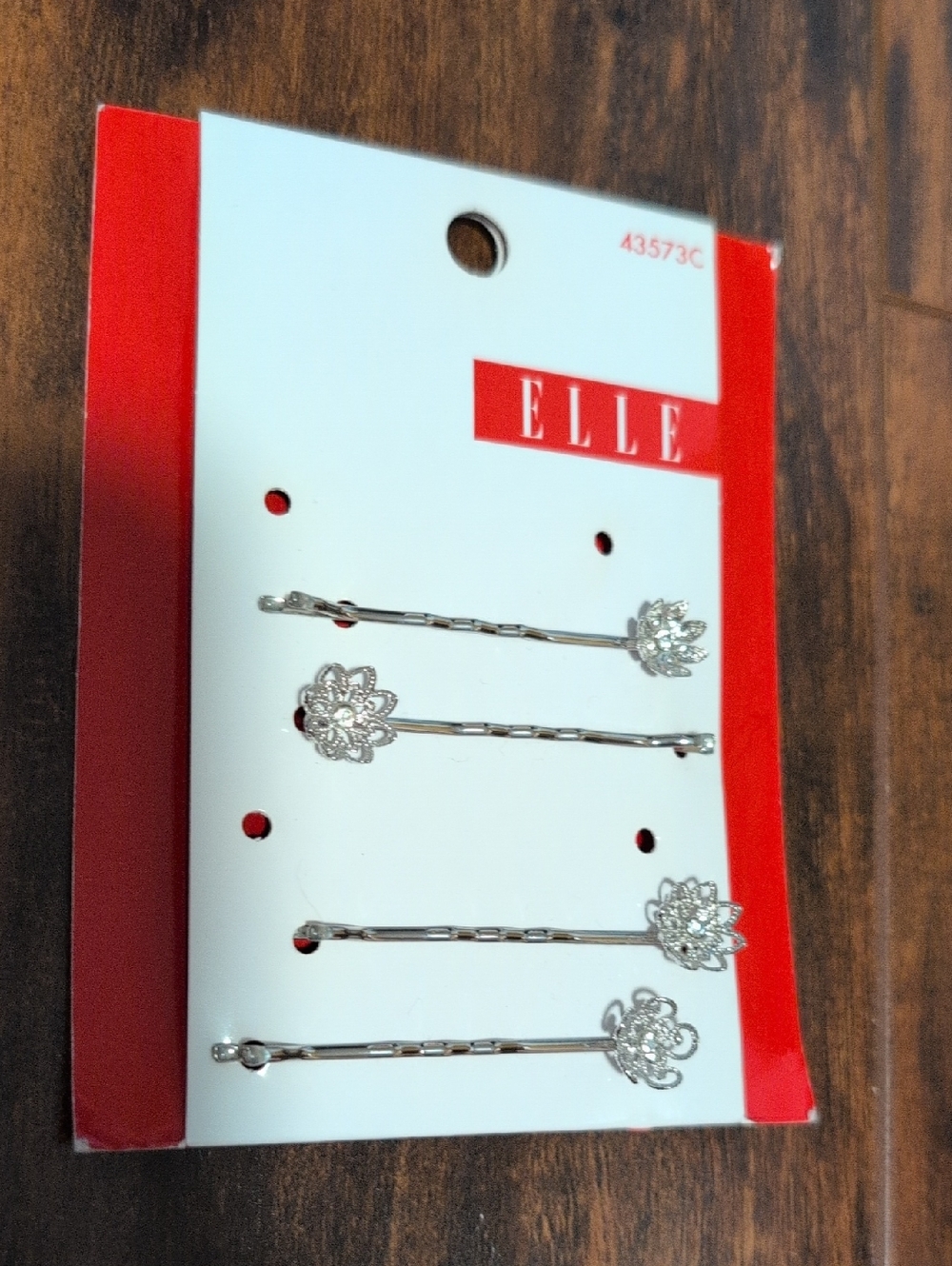 NWT Elle Silver Floral Decorative Bobby Pins - 4 Pack